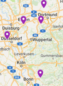 Ausschnitt einer Google-Karte mit den Händler-Standorten